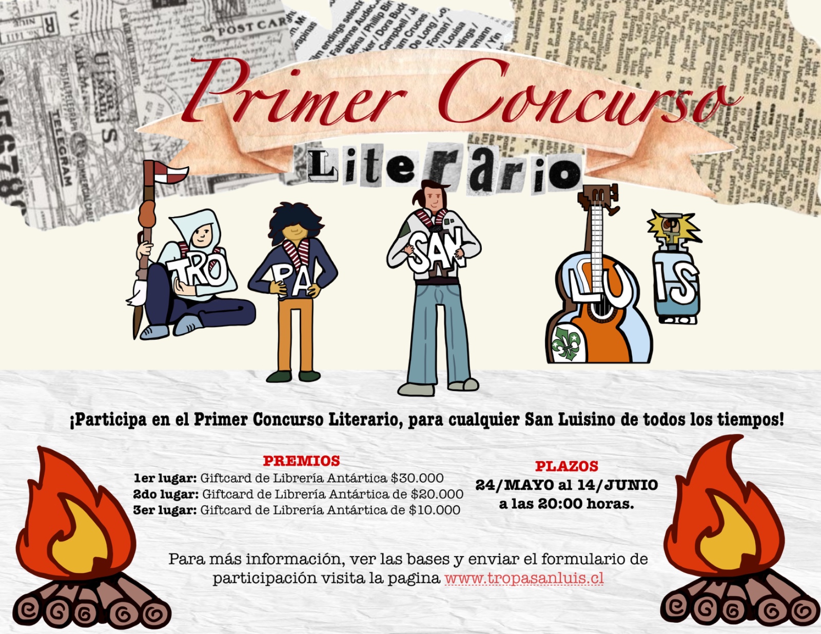 Afiche del I Concurso Literario Tropa San Luis